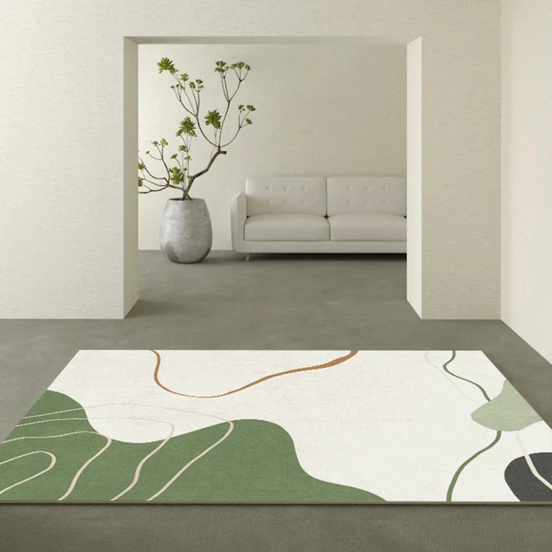 

Modern Green Wabi-sabi Carpet Living Room Large Luxury Home Rugs Bedroom Simple Bedside Rug Study Balcony Washable Floor Mat