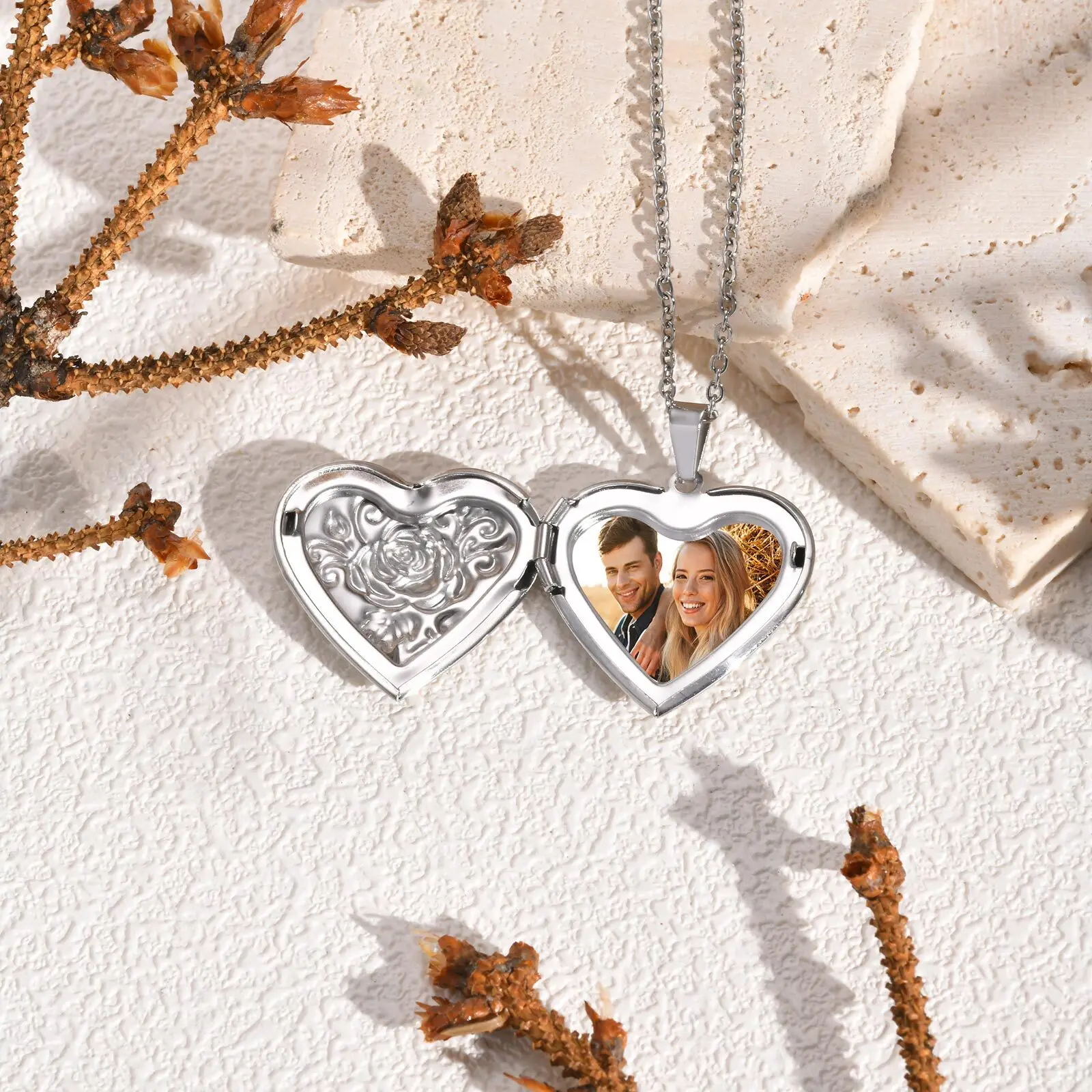 Women's Personalized Heart Pendant Necklace, Customized Photo