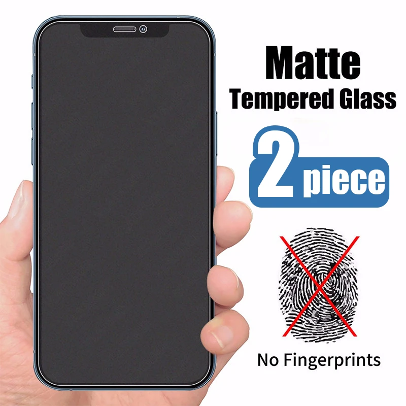 2PCS Matte Tempered Glass for IPhone 7 8 6 6S Plus XR XS X 5 5S SE Screen Protector for iPhone 11 12 Pro Mini 13 Pro Max Glass mobile screen protector