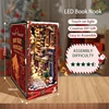DIY Wooden Christmas Book Nook Shelf Insert Kit Miniature Building Kits Bookshelf With Lights Bookends for Adults Crafts Gifts 4