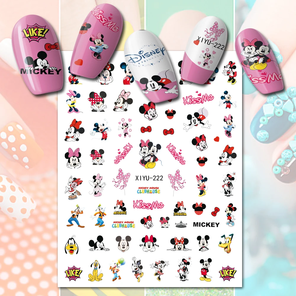 10pcs Disney Princess Cartoon Nail Stickers Stitch Flower Love Minnie  Manicure On Mickey Character Decoration Decal 3d Slider - Stickers & Decals  - AliExpress