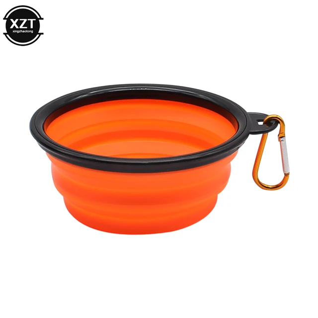 Collapsible Double Dog Bowl Portable Silicone Pet Food Water - Temu