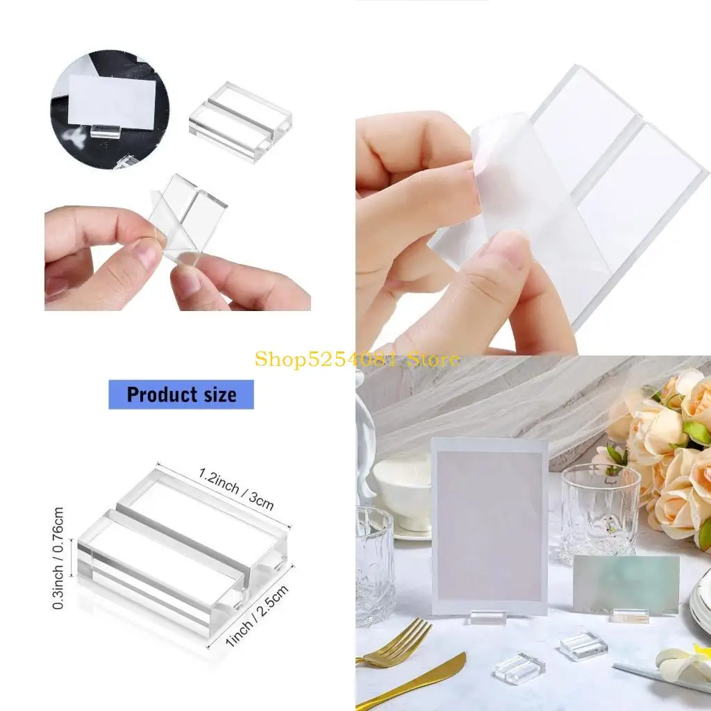 AXYC Pack of 10 Clear Acrylic Place Card Holders with Card Slot Office Photo Display Stand for Menu and Price Board Display
