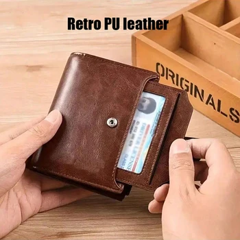 Men's Coin Purse Wallet RFID Anti-theft Man Leather Wallet Zipper Business Card Holder Money Bag Wallet Male 2