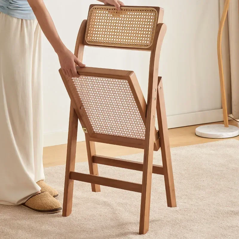 Cafe Portable Folding Dining Chair Rattan Backrest Sedentary Comfort Study Dining Chair Leisure Sillas Nordicas Furniture