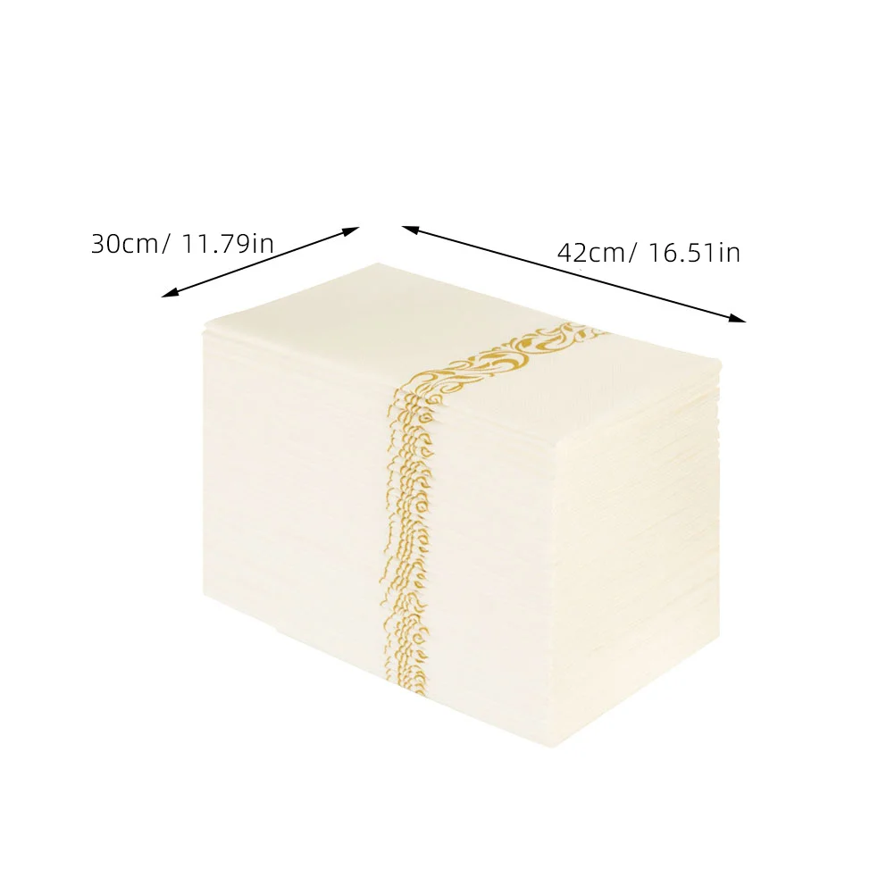 Golden Cutlery Bag Napkins 50pcs 30x40cm Elegant Disposable Fork Spoon Paper Towels for Hotel Restaurant Banquet Picnic Table