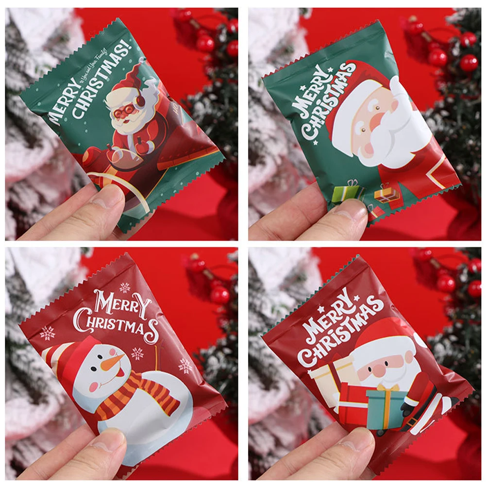 Christmas Candy Packaging 100pcs Mixed Color Candy Bag Christmas Biscuit Aluminium Film Pocket