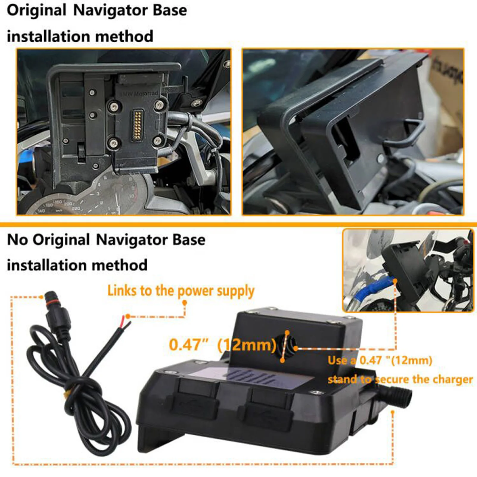 GPS Bar Mobile Phone Navigation Bracket Accessories with USB Replacement For BMW R1200GS LC and Adventure S1000XR R1200RS