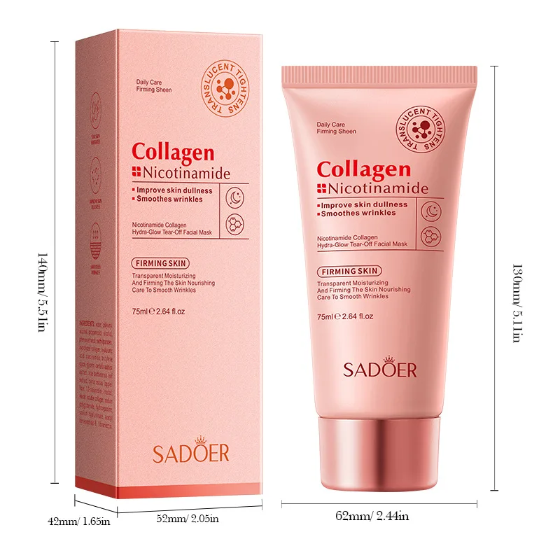 SADOER Nicotinamide Facial Peeling Masks Whitening Moisturizing Anti Wrinkles Face Tear-Off Collagen Mask Korean Skin Care