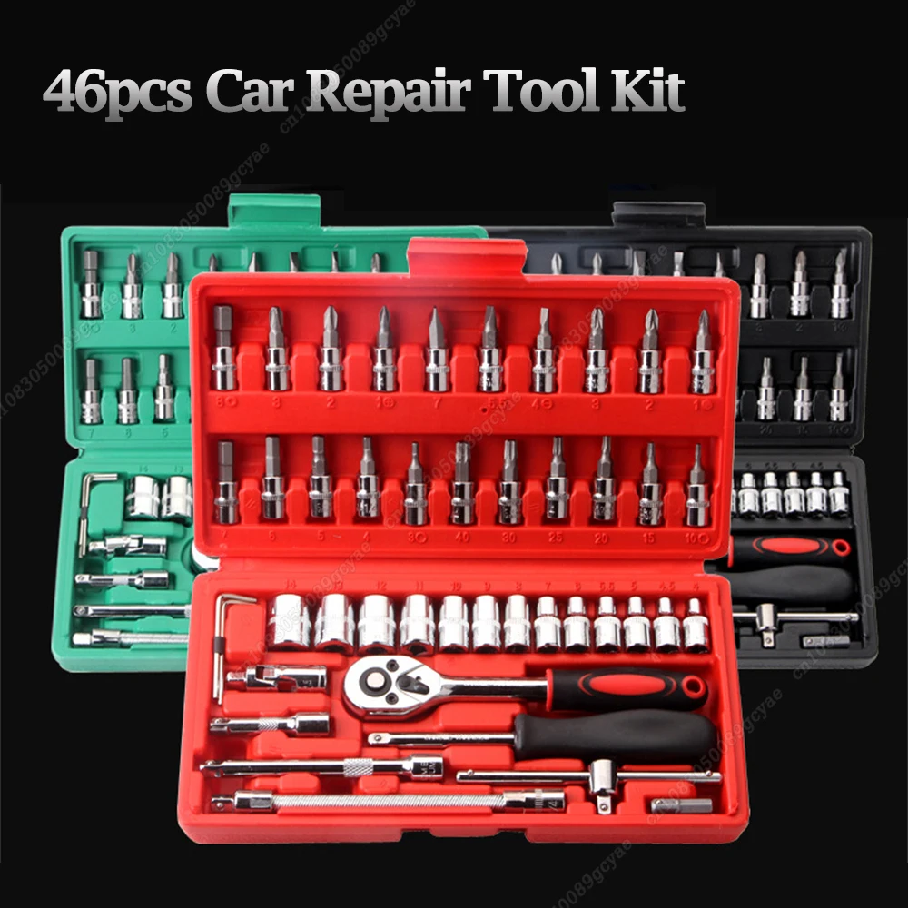 

46Pcs Wrench Set Tool Kit For Car Tool Screwdriver And Bit Ratchet Torque Quick Wrench Spanner Wrench Socket Key Hand Tools