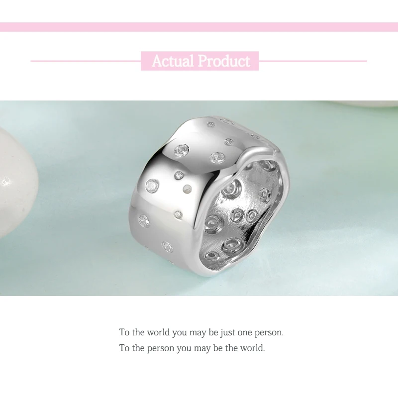 Silver Irregular Handmade Zircon Wide Ring