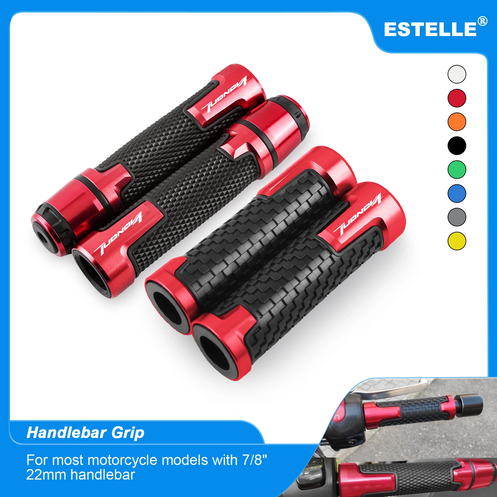 

Motorcycle Grip Ends Cap Racing Handlebar Motorcycle Universal 7/8" 22mm Rubber Gel Handle Bar Hand Grips For APRILIA TUDNDV4