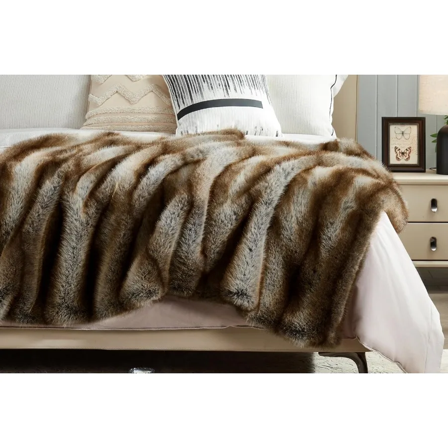 Elegant and Cozy HighEnd Long Pile Fluffy Faux Bear Fur Throw Blanket 50 x 60 DoubleSided Luxury Soft Warm Animal Skin Style Fu