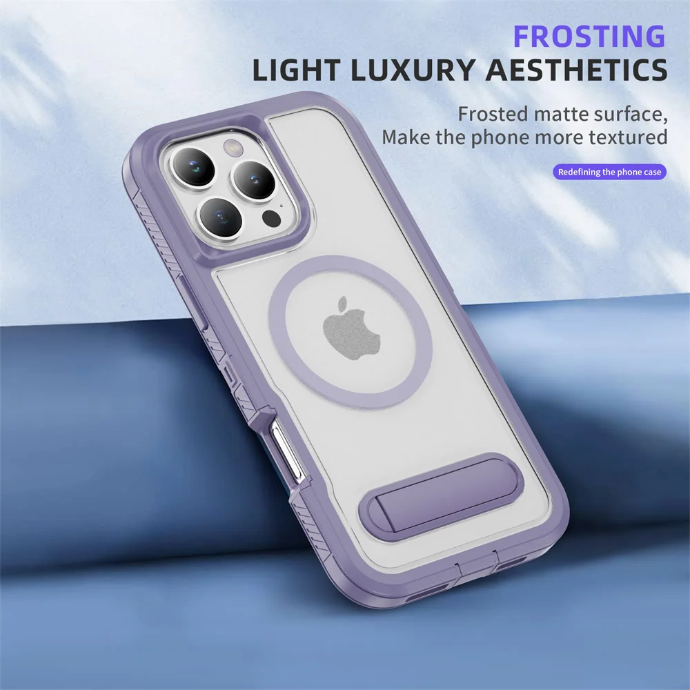 Premium Magnetic Armor Folding Stand Phone Case with MagSafe Compatibility