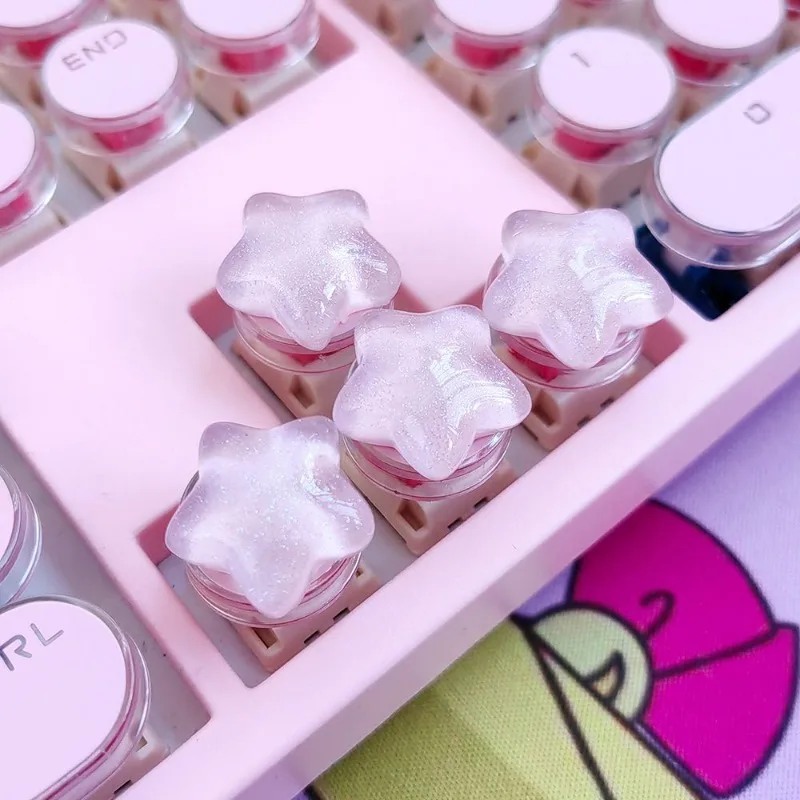 Set of 4 Translucent Star Keycaps - Cute Personalized Gift