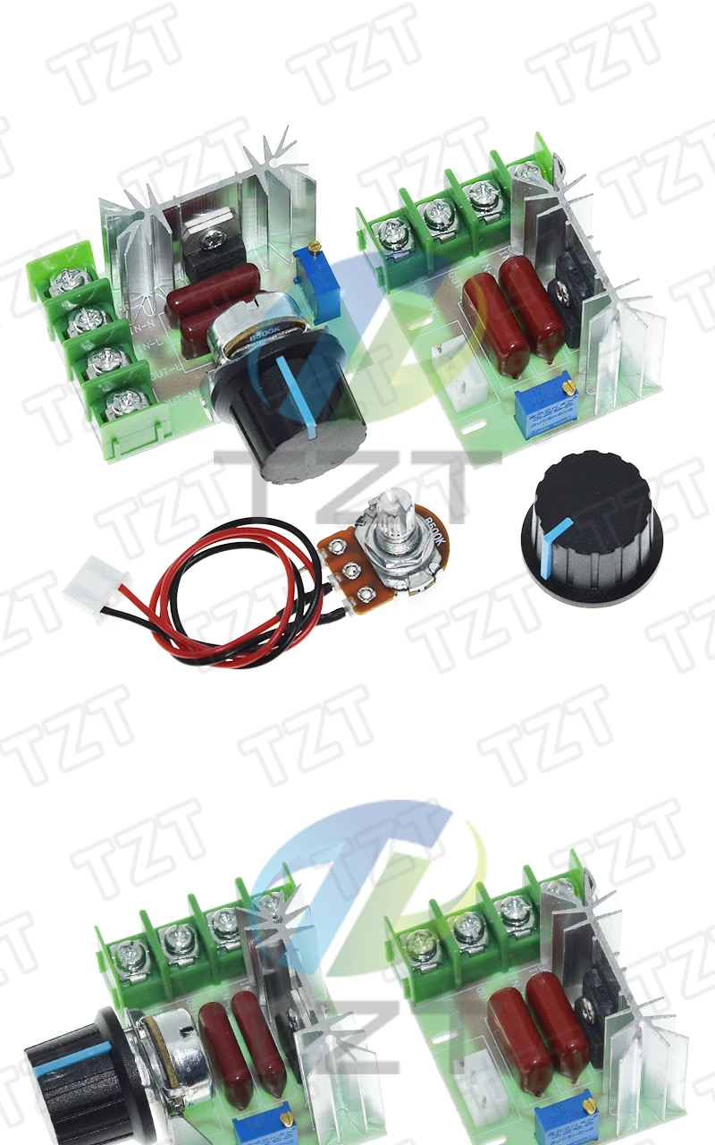 TZT AC 220V 2000W SCR Spannungsregler Dimmen Dimmer Motor Drehzahlregler Thermostat Elektronisches Spannungsreglermodul – Detail 3
