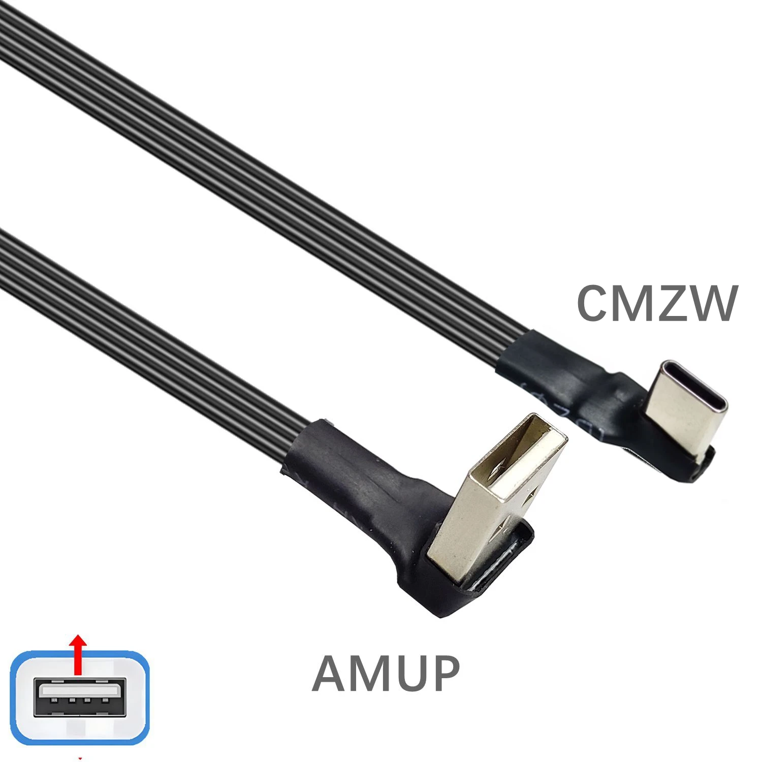 Reversible USB-C to USB 2.0 Right-Angle Data Cable