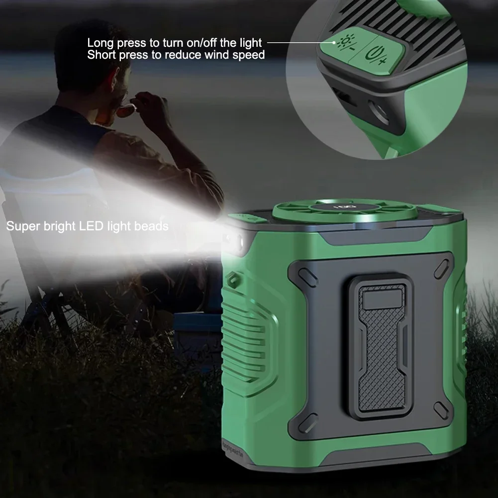Waist Clip Fan Portable Mini Hanging Neck Fan USB Rechargeable Fan Small Outdoor Camping Waist Fan with Power Bank LED Light