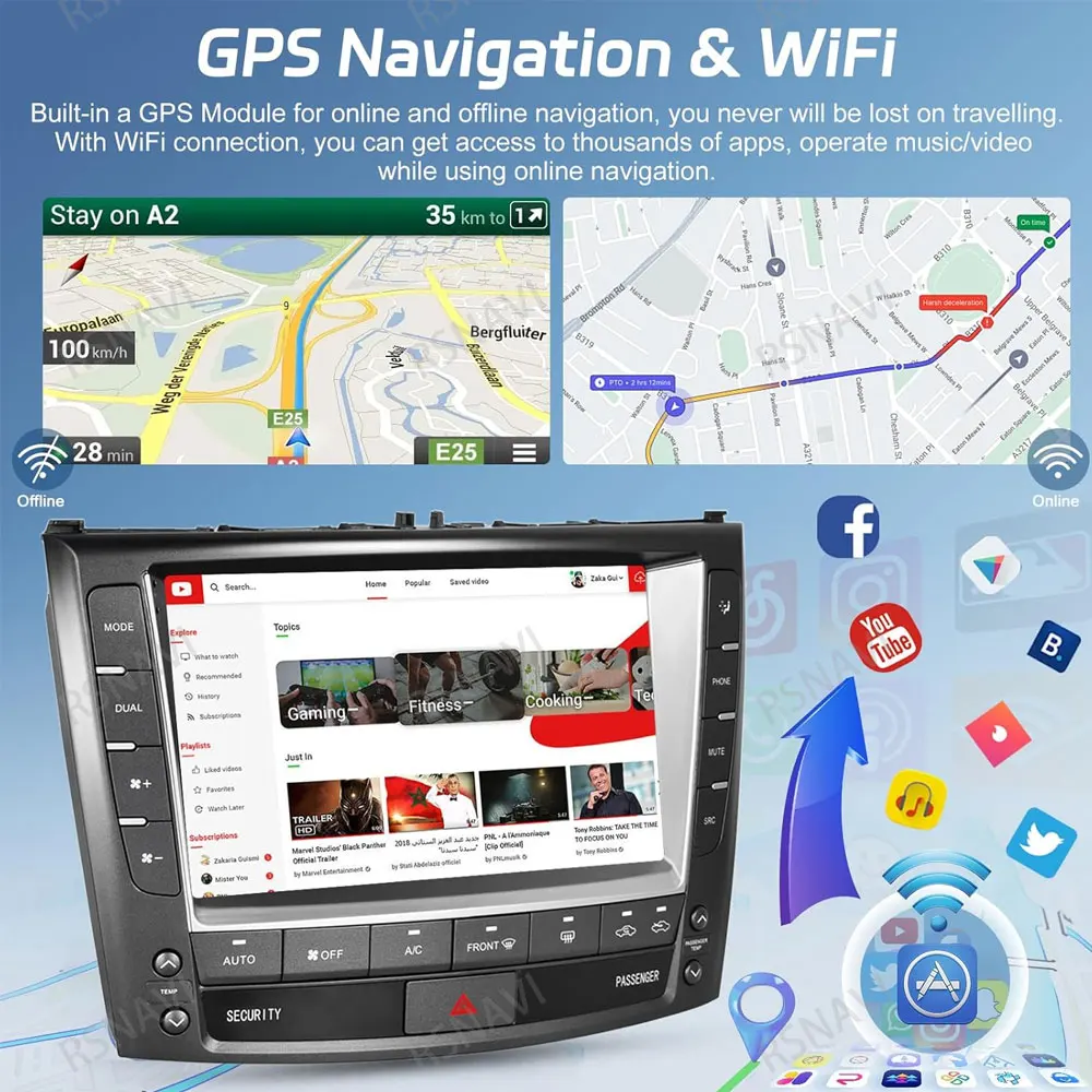 Radio para Auto Android 16 para Lexus IS250 IS300 IS200 IS220 IS350 2005 - 2012 4G LTE DVD Autoradio Reproductor de Video Carplay Inalámbrico 6