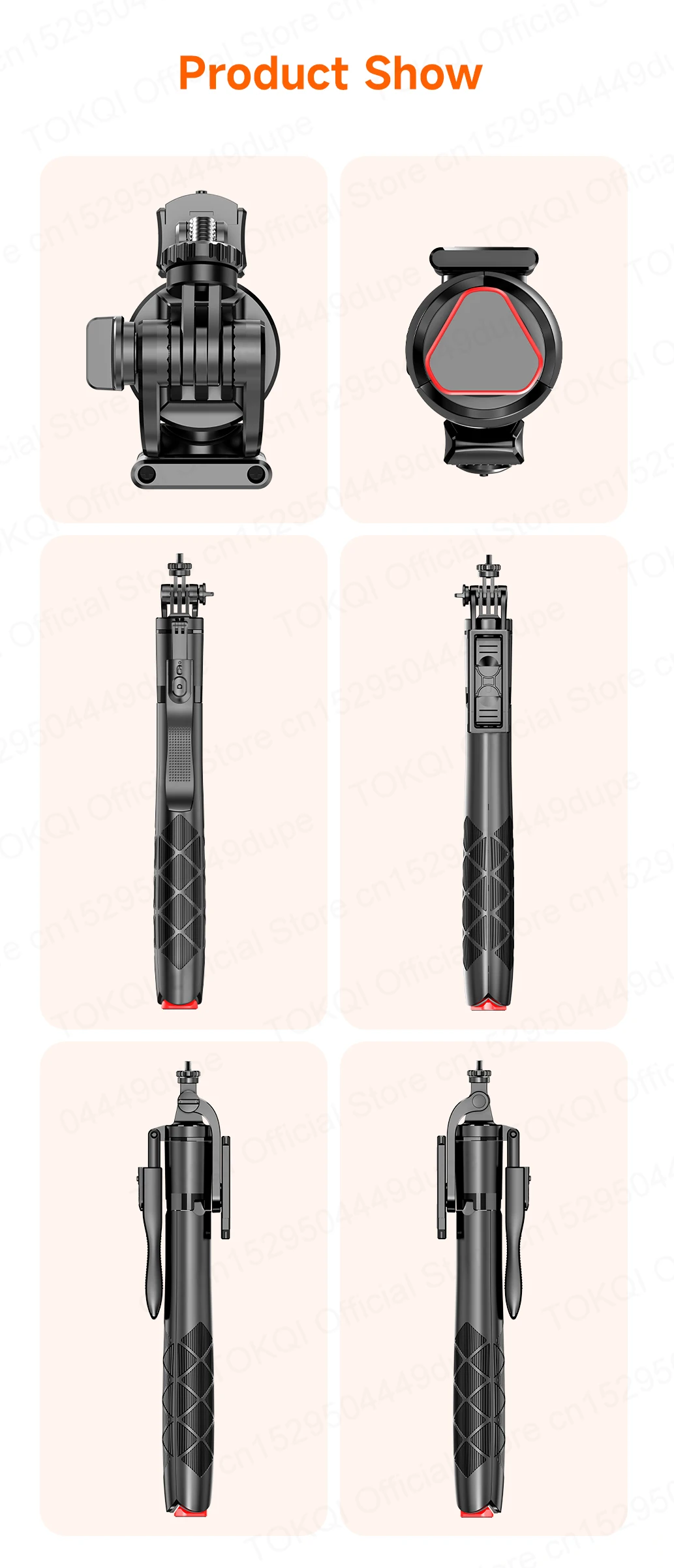 Tokqi L16-tt Selfie Stick Tripod With 360 Degree Rotation And Fill Light_voghion.com