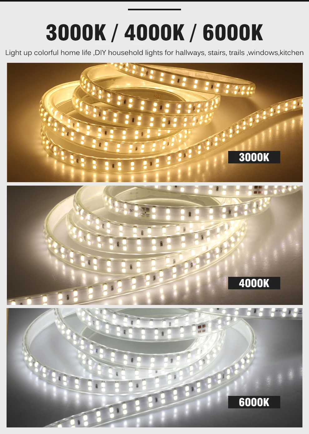 LED-Streifen Licht AC 220V SMD 180 flexible IP67 wasserdichte LED-Band 120leds/m Band für Wohnzimmer 2m 3m 5m 8m 10m 15m 20m – Detail 3