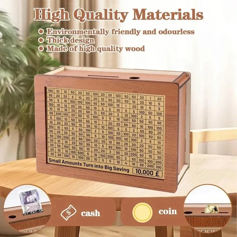 Deluxe Adult Wooden Money Saving Box with Digital Counter