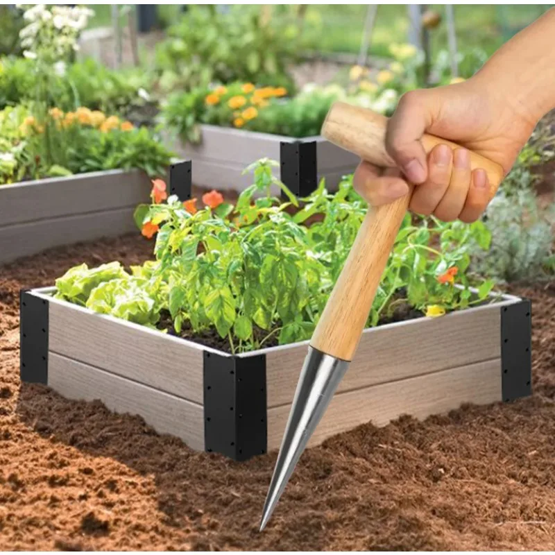 1pc Hand Dibber, Stainless Steel Sow Dibbler With Wood Handle, For Sowing Seeds, Transplanting Plants, Planting Bulbs, Digging
