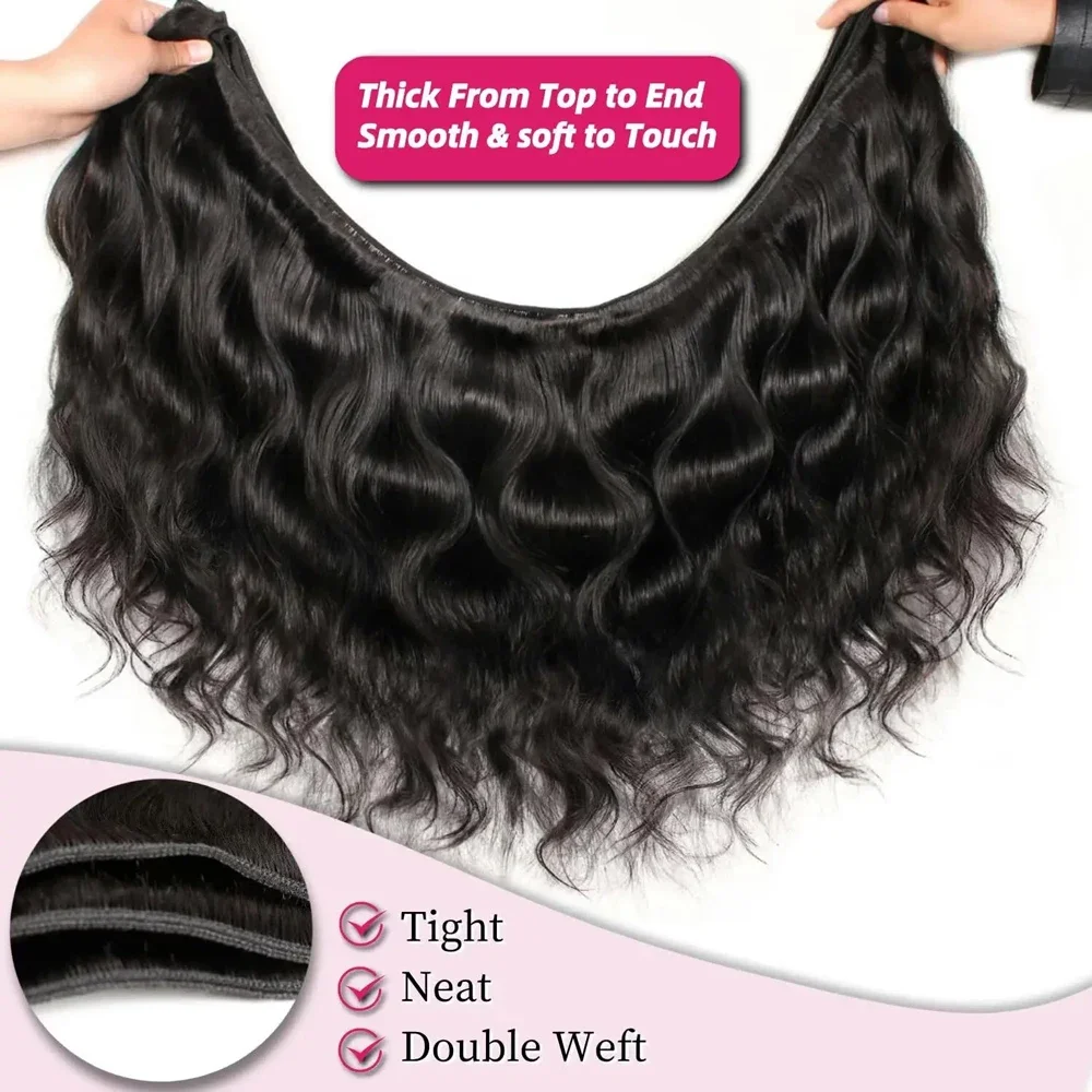 Human Hair Brazilian Weave Body Wave 40 Inch Virgin 3 4 Bundles Raw Extensions Loose Water Natural Black Tissage Crochet Burmese - 3