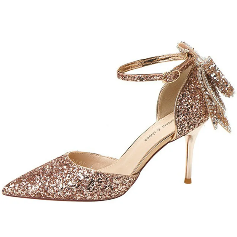 Gold Wedding Shoes Rose Gold Chunky Heels Closed Toe Wedding High