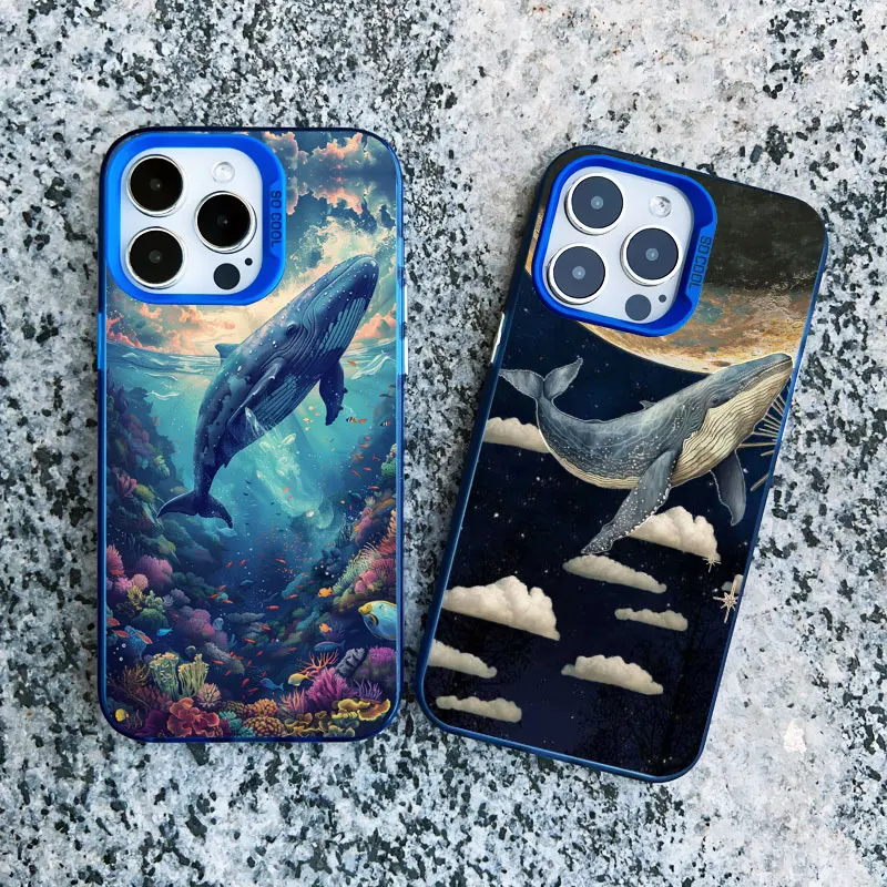 Space Ocean Whale Shark Swimming Phone Case - Shockproof Laser Design  Shell