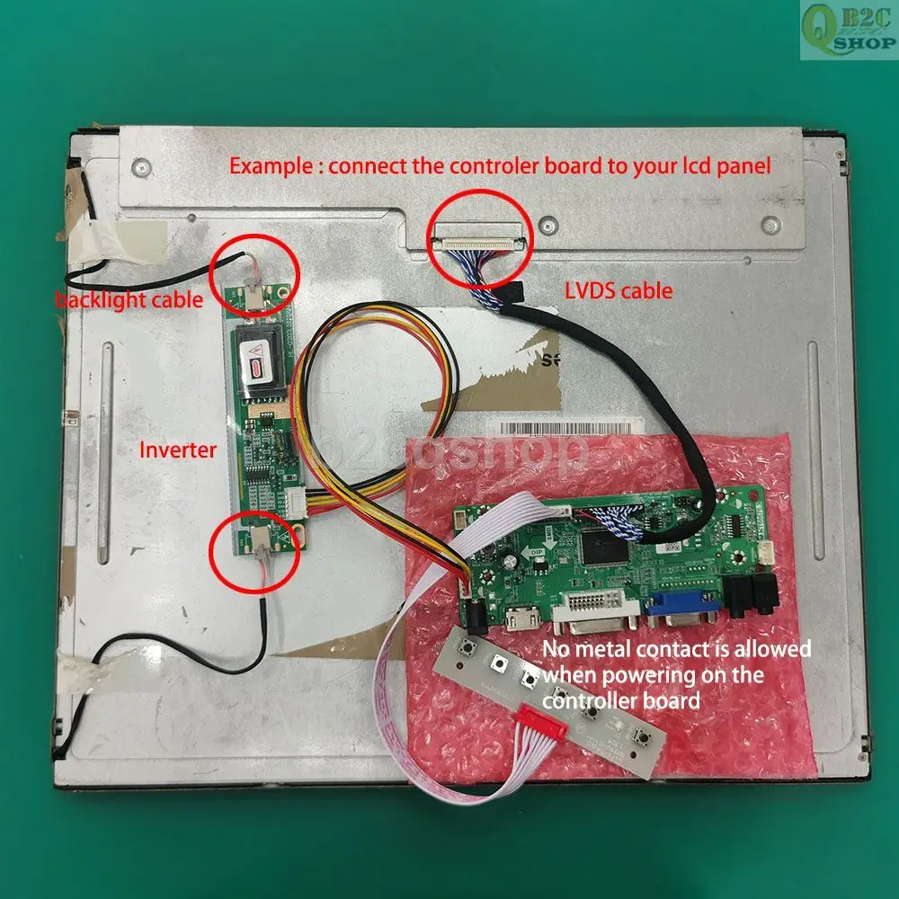 LCD Driver Board Monitor Kit LVDS Inverter Adapter for M185B1 1366X768 18.5" Panel HDMI-compatible DVI VGA