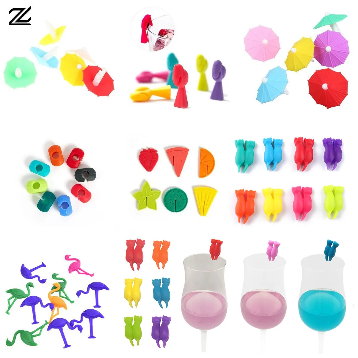 6/12pcs Mini Circle Silicone Wine Glass Marker Cup Identification Ring Recognizer Label Rubber Marker Party Accessories