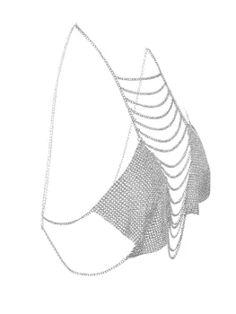 Women Body Chain Tank Tops Fashion Rhinestone Halter Neck Sleeveless Backless Bra Crop Tops Streetwear 4