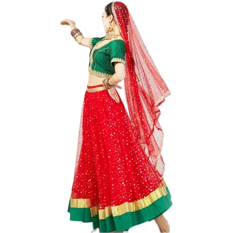 Bollywood Dance Performance Costume Group Annual Meeting Large Performance Costume Slim Fit Swing Lengha Indian Dance Dress