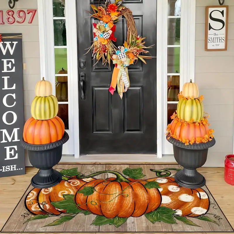 Description Picture 6 of itemThanksgiving Pumpkin & Leaf Doormat Non-Slip Machine Washable Polyester Rug for Indoor/Outdoor Carpet for Living Room Bathroom