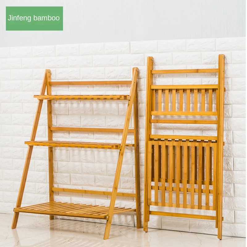 Nanzhu Folding Floor To Ceiling plant stand Solid Wood Balcony Living Room Succulent Flower Pot Rack Indoor Multi-layer Shelf