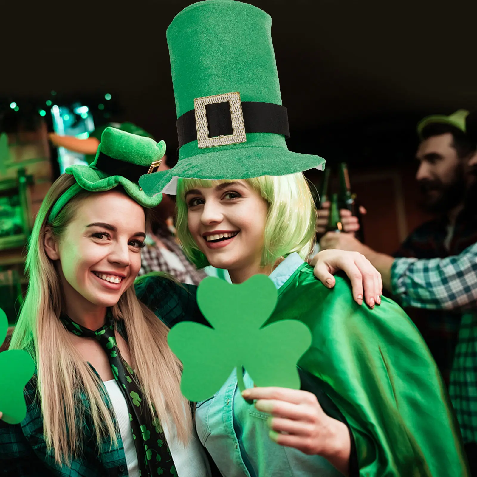 1세트 아일랜드 장식 의상 성 패트릭 데이 파티 용품 수염 나비 넥타이 모자 축제 의상 액세서리 파티 소품