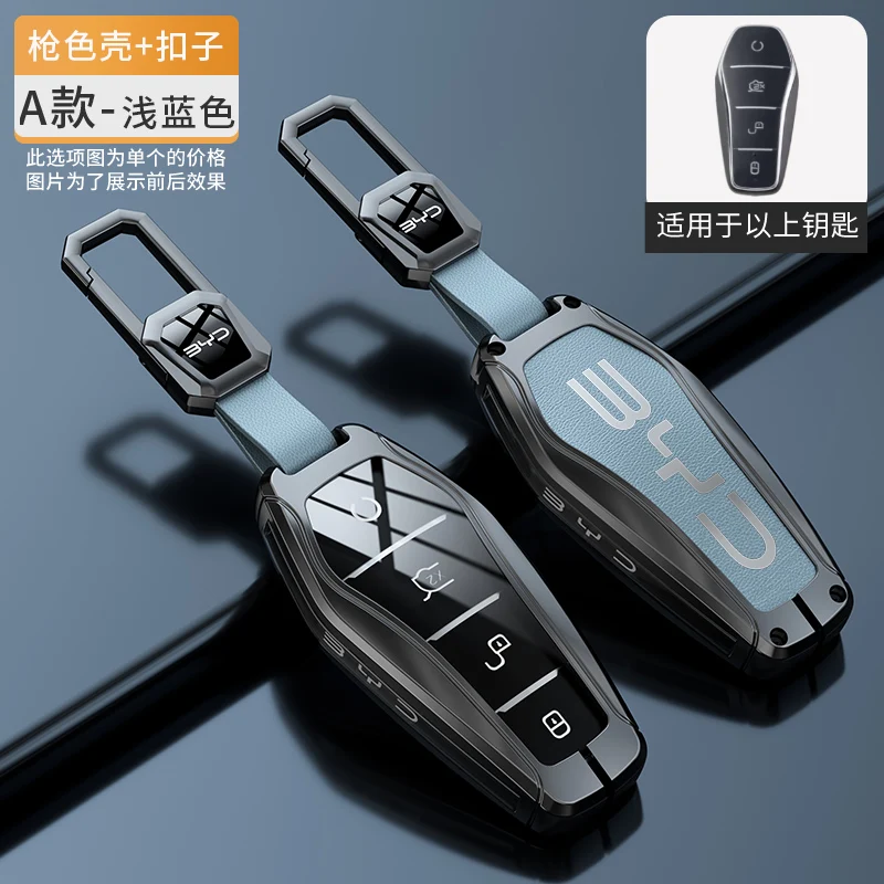 Auto-Schlüsseletui aus Zinklegierung für BYD Atto 3 Han EV Dolphin Langlebige zweite Song Pro Tang Dm QIn PLUS MAX Yuan Schlüsselhalter-Abdeckungskette