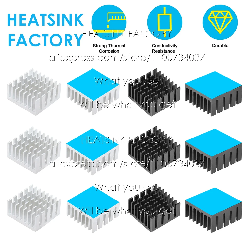 

20x20x20x0 мм, алюминиевые вентиляторы и радиаторы, Охлаждающий радиатор, кулер для электронного чипа MOS GPU IC с клейкой подкладкой