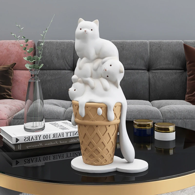 Creative Ice Cream Cat Resin Art Statue Figurine Modern Living Room Large  Decorative Sculpture Nordicstyle Homedecor Accessories - Figurines &  Miniatures - AliExpress