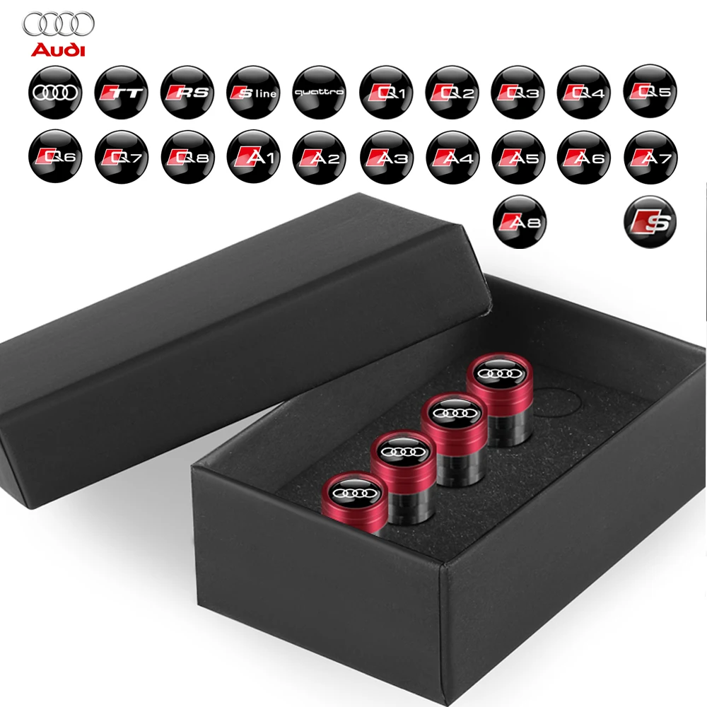 4Pcs Carbon Fiber Car Wheel Tire Valve Stem Air Caps For Audi S Line RS