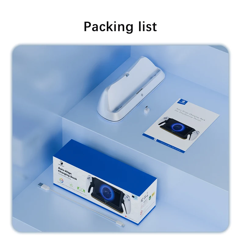 HONCAM Charging Dock Station for PlayStation Portal 7 RGB Light Modes Console Charger Stand with Tri-Protection Safety charging