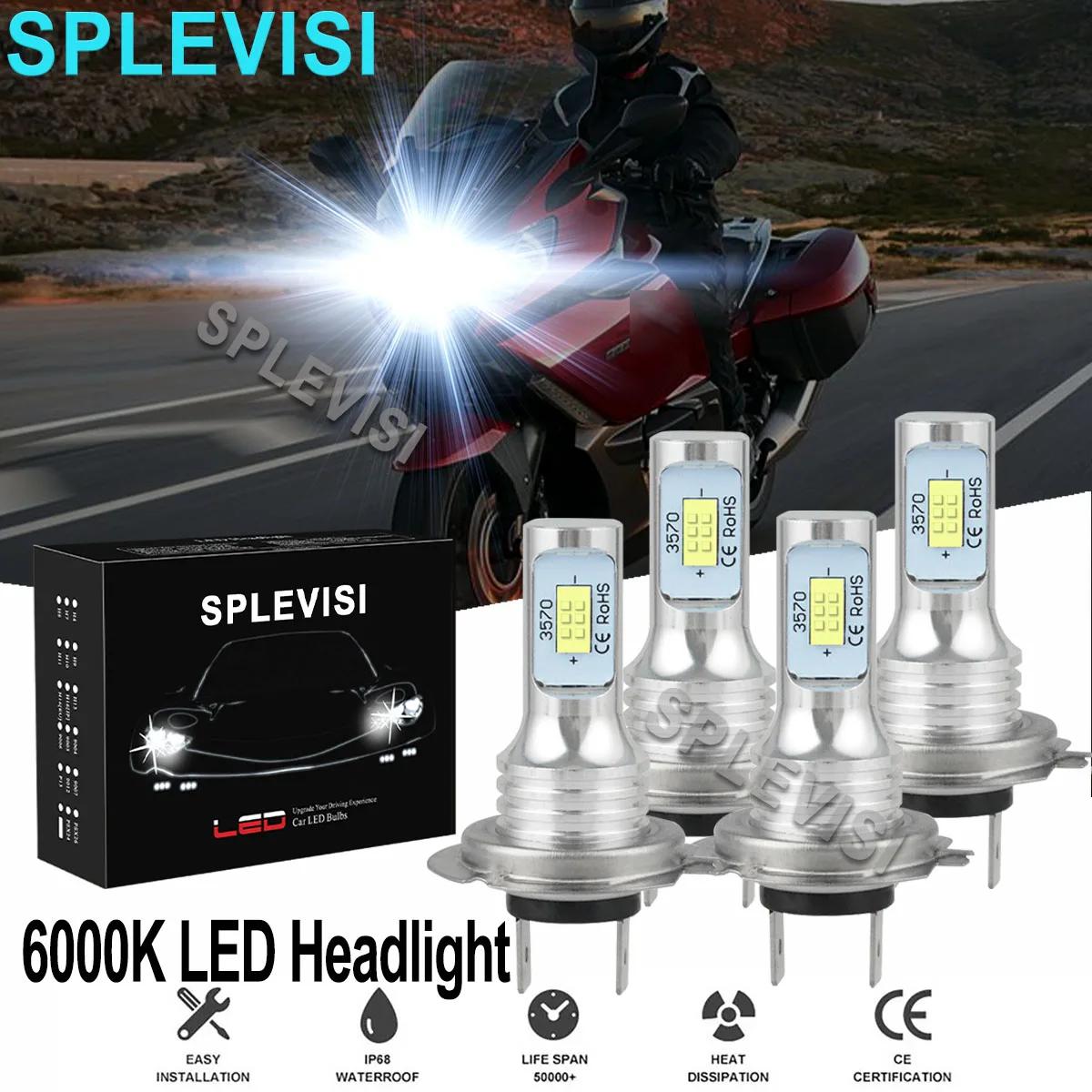 

4x140W 6000K White Hi Low Beam Motorcycle Light For BMW K1200GT ABS 05-2008 K1300GT ABS 2009-2010 K1300GT Premium ABS 2009-2010