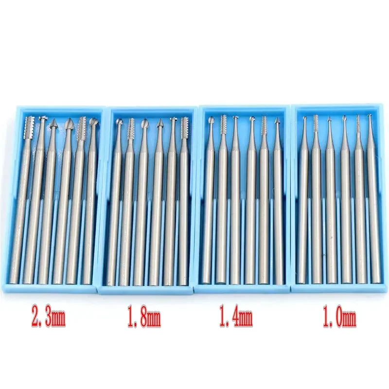 

6pcs/box Dental Tungsten Carbide Burs 2.35mm Shank Head Dia 1.0/1.4/1.8/2.3mm