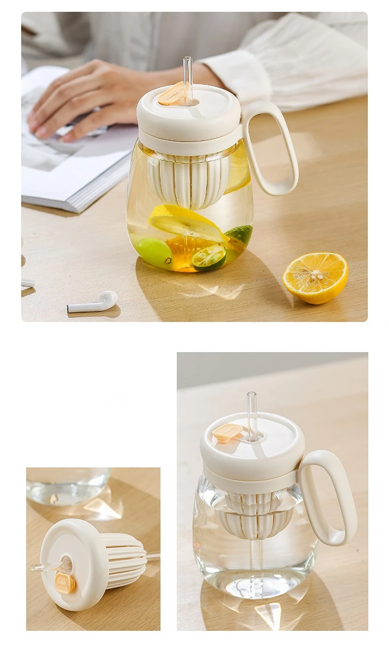 Lemon Glass Water Bottle With Lid And Straw Ins Style Drinkware