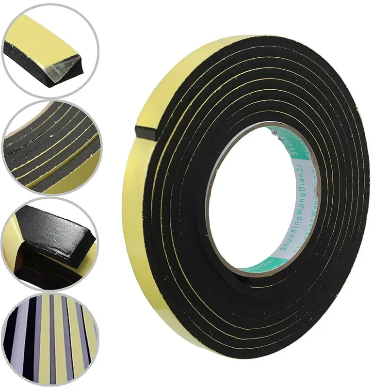 Sealing Strip Rubber Seal Strip Rubber Self Adhesive Sponge Seal Strip Width10-30mm Thick 2-20mm Single Sided Adhesive EVA Black Foam Anti-collision Seal Gasket