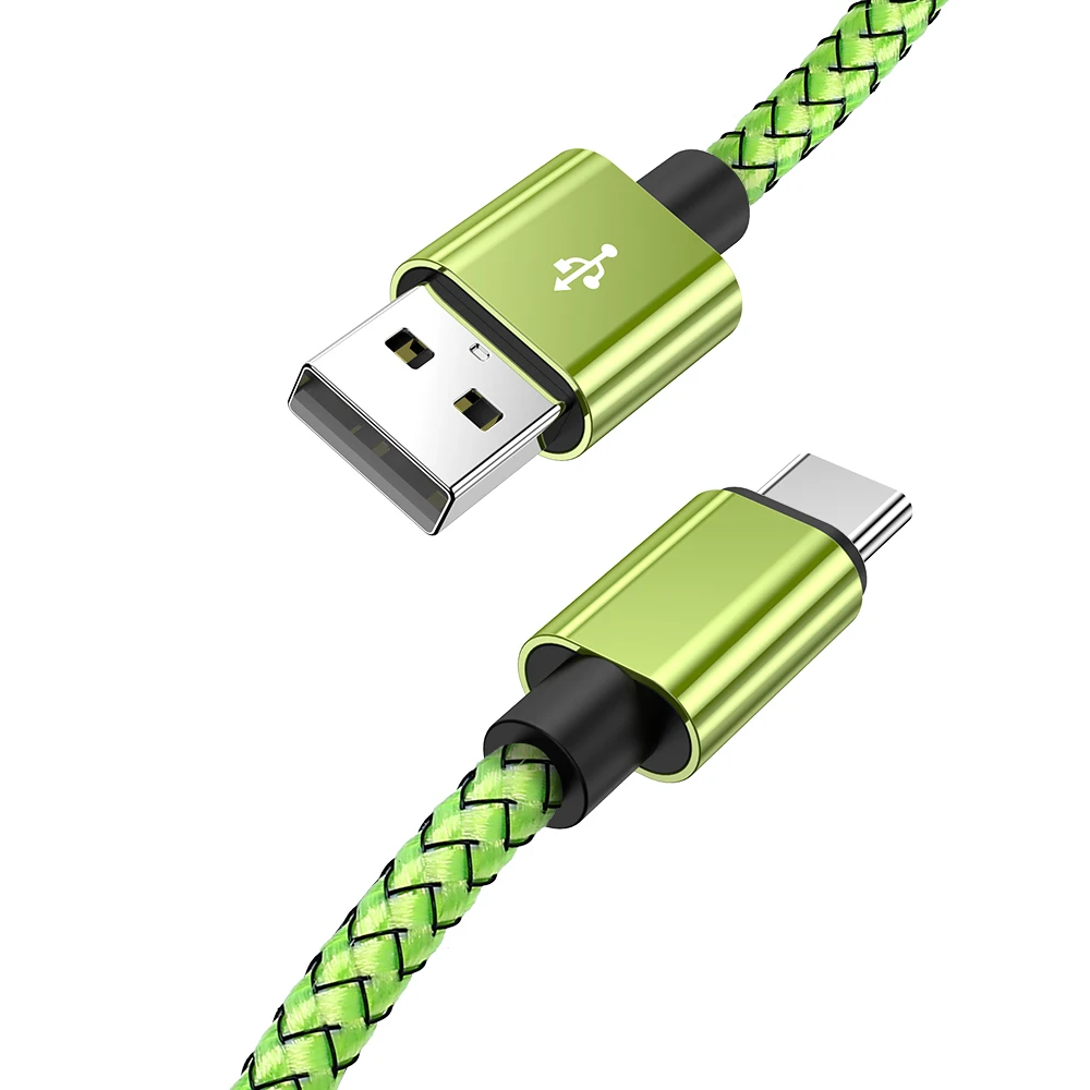Fast Charging Nylon USB A to Type C Cable - Durable Data Cord, Multiple Lengths