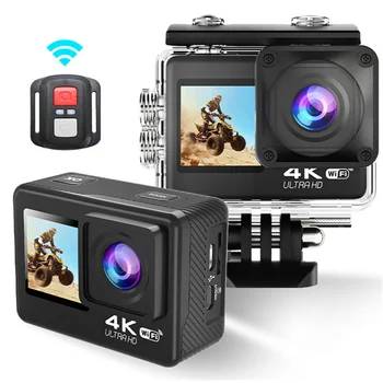 Action Camera 4K WiFi Ultra HD con Doppio Schermo e Telecomando 170° °   Telecamera Sportiva per Esterni con Angolo Ampio