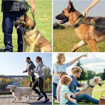 Adjustable Military Tactical Nylon Dog Collar and Leash Set - Durable Training Collar for Dogs - 1PC 2