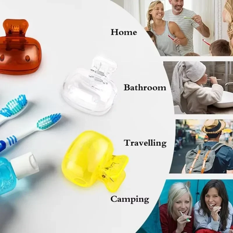 Portable Toothbrush Head Cover Clips Plastic Dustproof Head Germproof Protector Caps Travel Hiking Camping Bathroom Accessories toothbrush covers